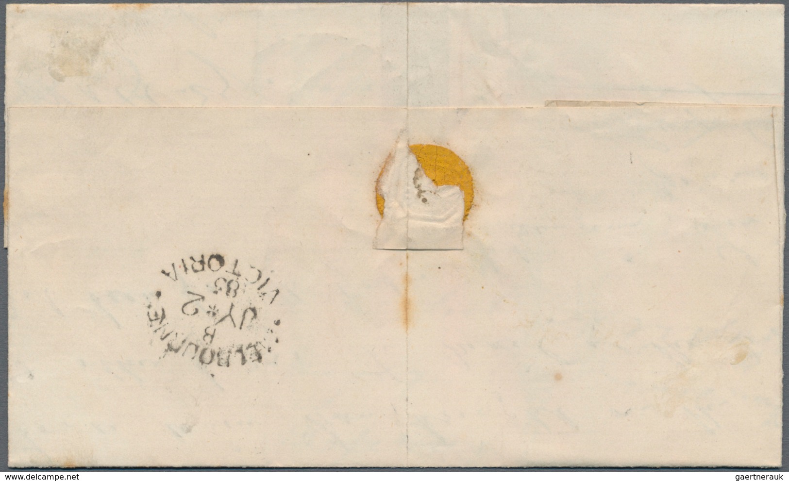 Victoria: 1855, Folded Stampless Entire With Light Red 'DANDENONG / (crown) / JY*2/1855 / VICTORIA' - Briefe U. Dokumente