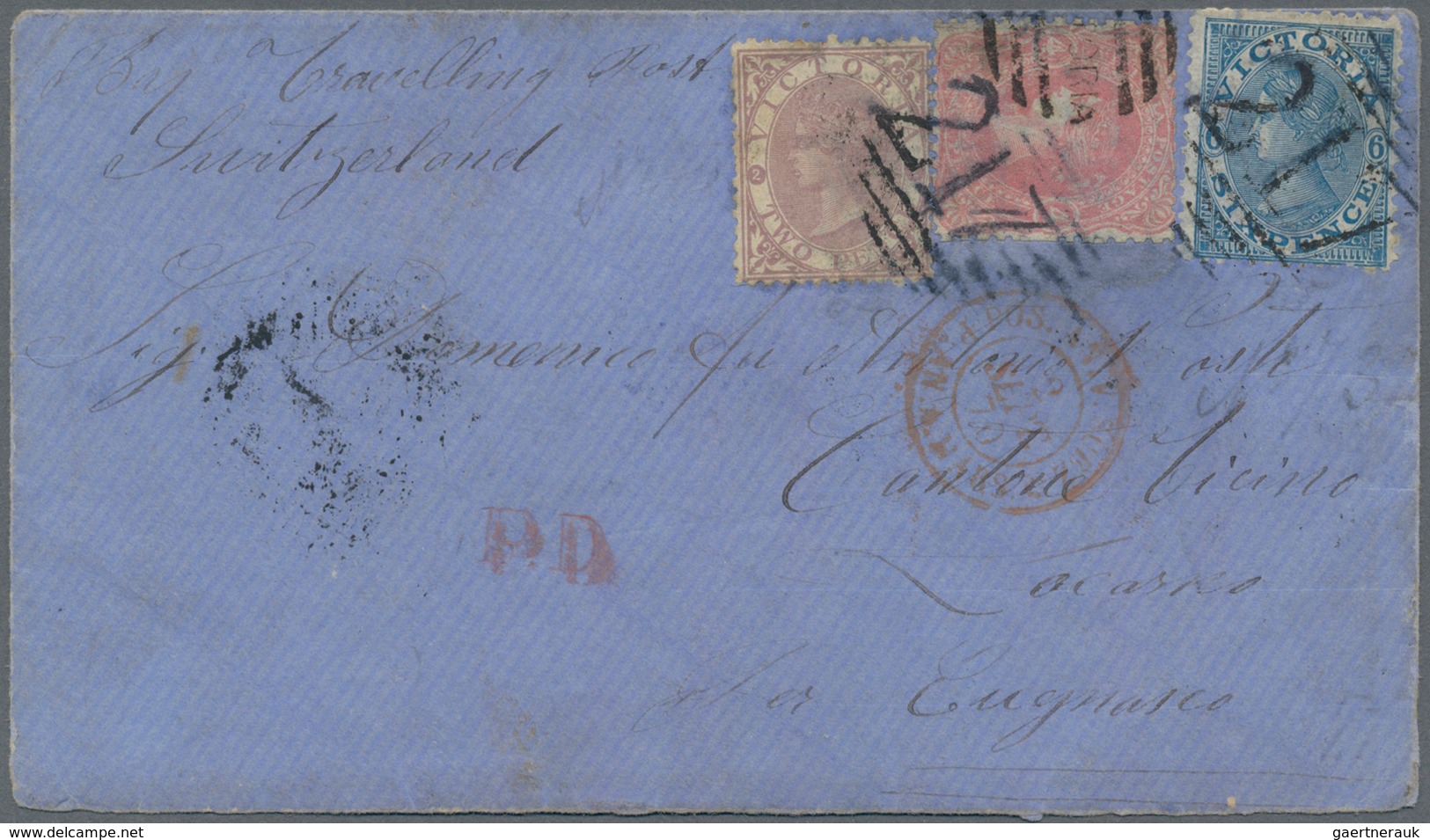 Victoria: 1870, Small Cover Bearing 2d, 4d An 6d 1867/1870 Issue Tied By Large "217"numeral Canc (St - Covers & Documents