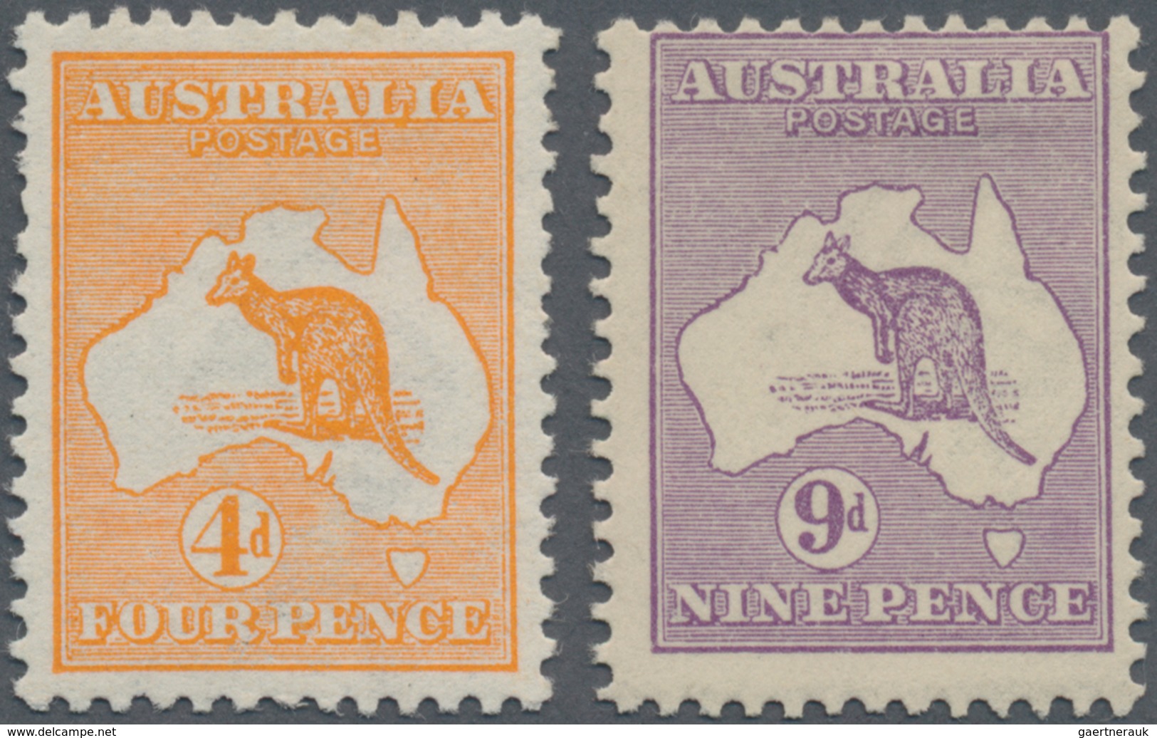 Australien: 1913/1915, Kangaroos 4d. Orange 1st Wmk. And 9d. Violet 2nd Wmk., Mint Lightly Hinged, S - Ungebraucht