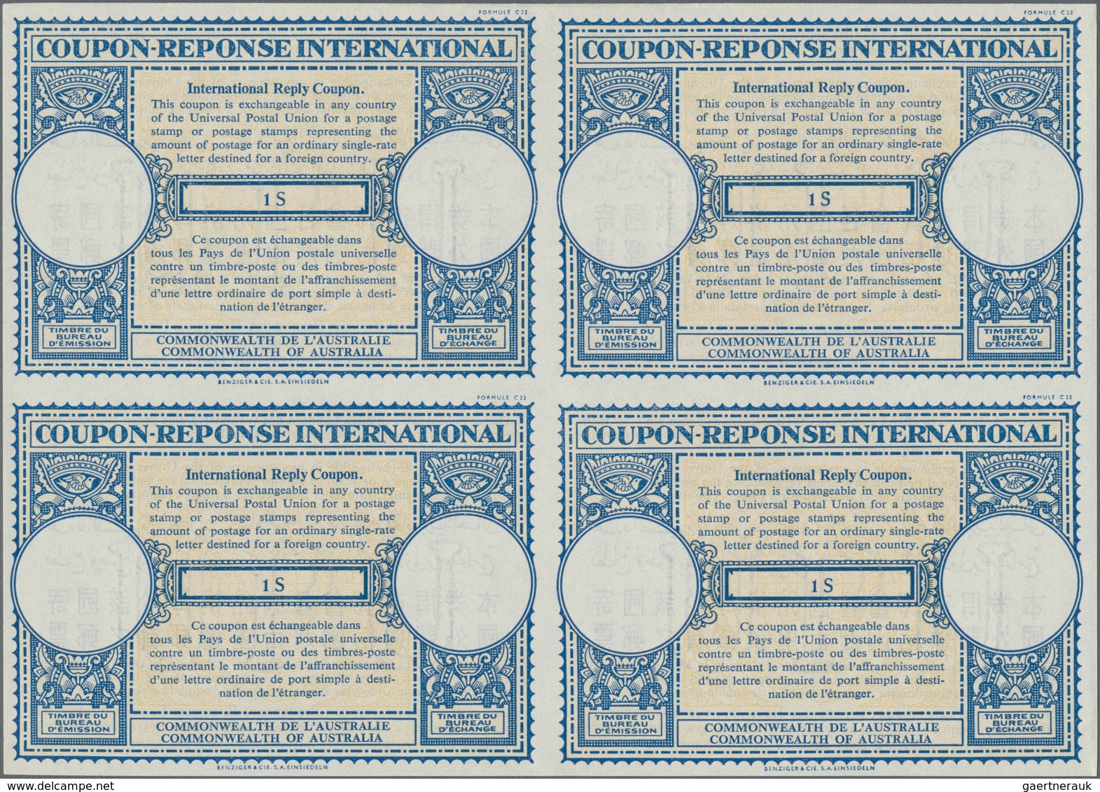 Australien: 1953, May. International Reply Coupon 1 $ (London Type) In An Unused Block Of 4. Luxury - Ungebraucht