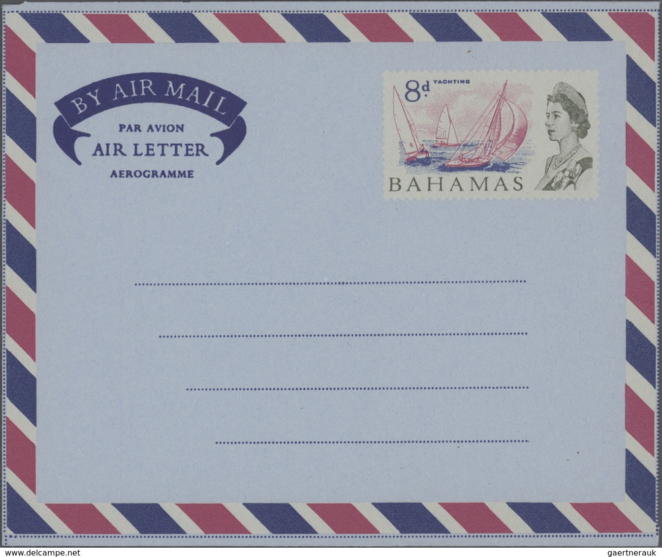 Bahamas: 1965 Unused Aerogram 8d Green And Blue Colours Are Omitted (Queens Head And Bahamas + Value - 1963-1973 Interne Autonomie