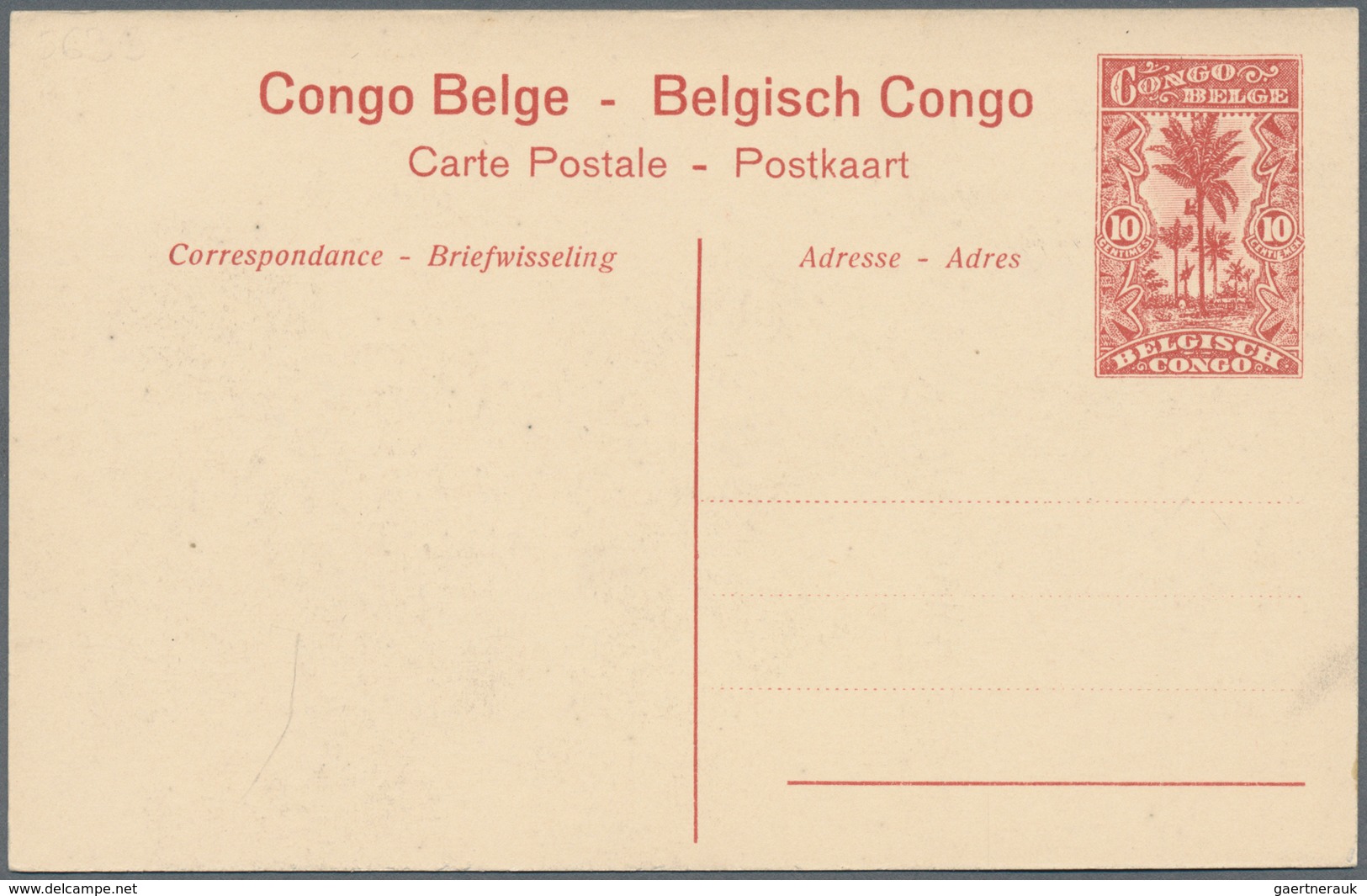 Belgisch-Kongo: 1912, Two Different Pictorial Stat. Postcards With Palm Tree 5c. Green (pict. 56 - K - Other & Unclassified