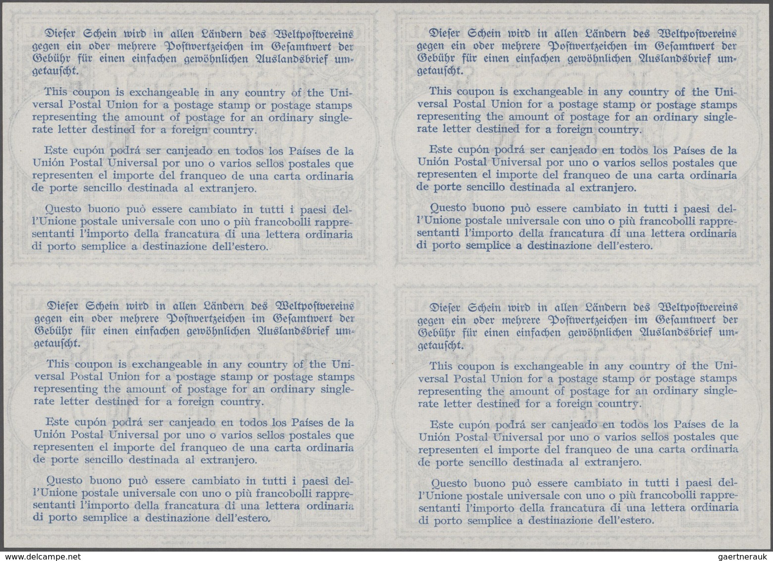 Belgisch-Kongo: 1947 International Reply Coupon (I.R.C.) 5fr. For Belgian Congo, Type London, Printe - Sonstige & Ohne Zuordnung