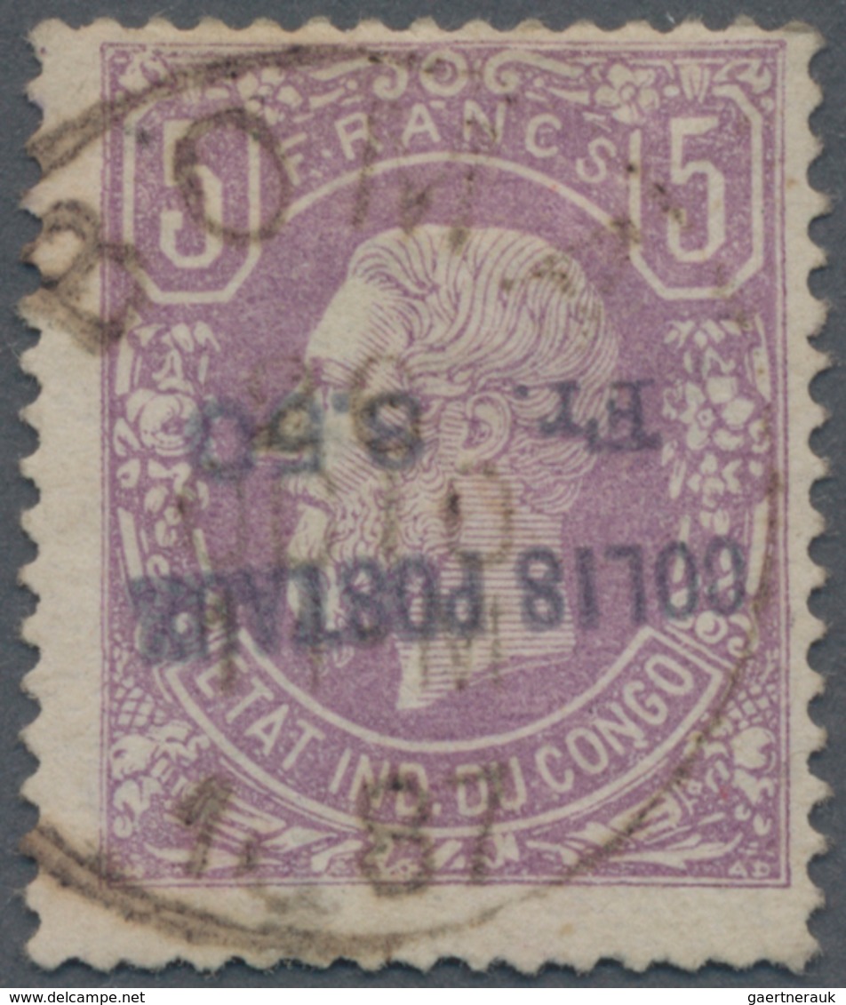 Belgisch-Kongo - Portomarken: 1887, 5fr. Lilac With INVERTED Blue Overprint, Fresh Colour And Well P - Covers & Documents