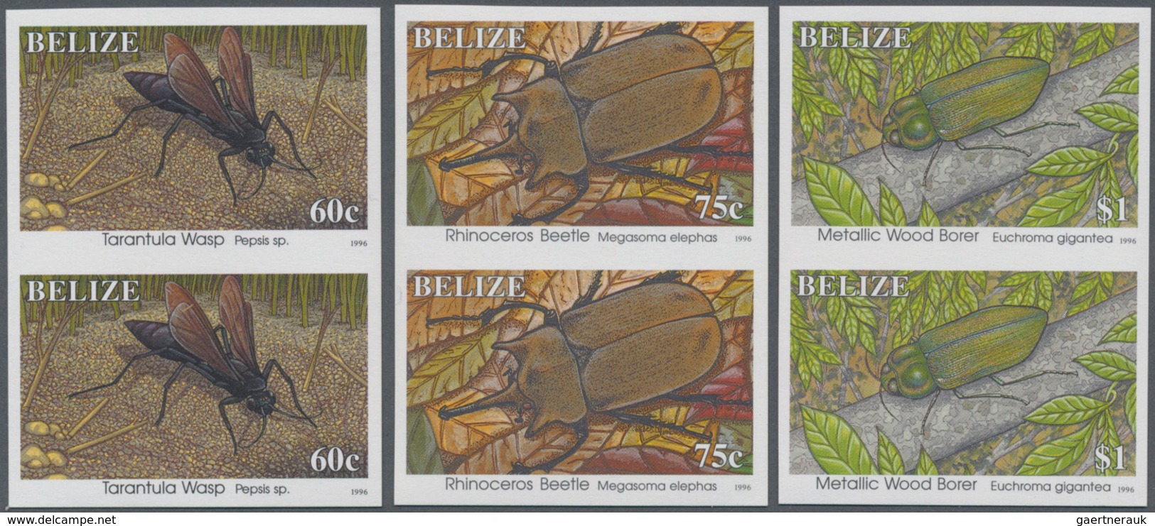 Belize: 1996, Definitives 'Insects' (beetles, Butterfly, Wasp And Others) Complete Set Of Twelve In - Belize (1973-...)