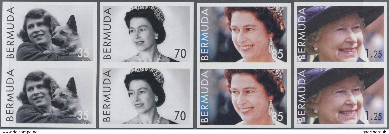 Bermuda-Inseln: 2006, 80th Birthday Of QEII Complete Set Of Four In Vertical IMPERFORATE Pairs, Mint - Bermuda