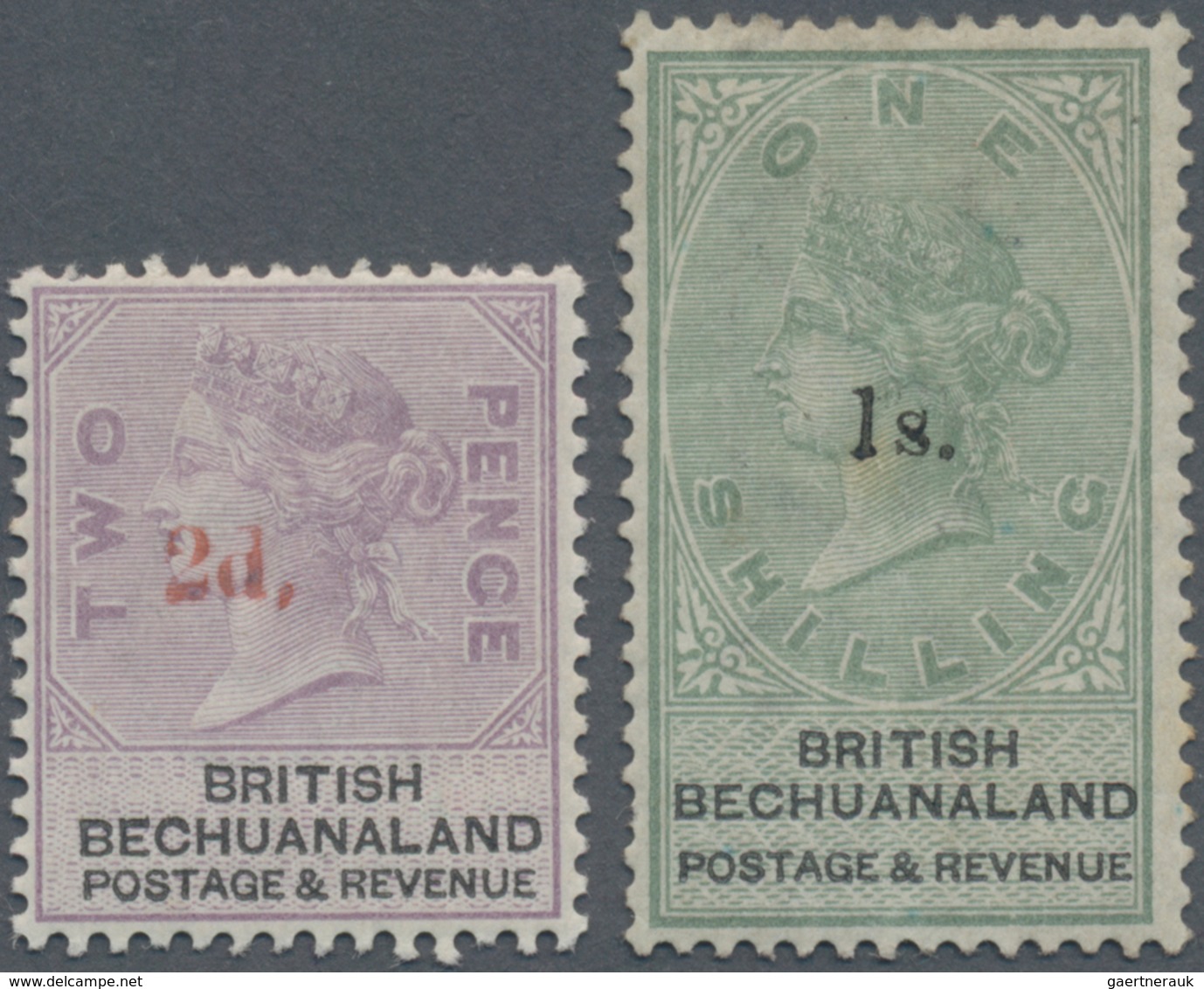 Betschuanaland: 1888, QV 2d. On 2d. Lilac/black And 1s. On 1s. Green/black, Mint Hinged And Scarce! - 1885-1964 Bechuanaland Protectorate