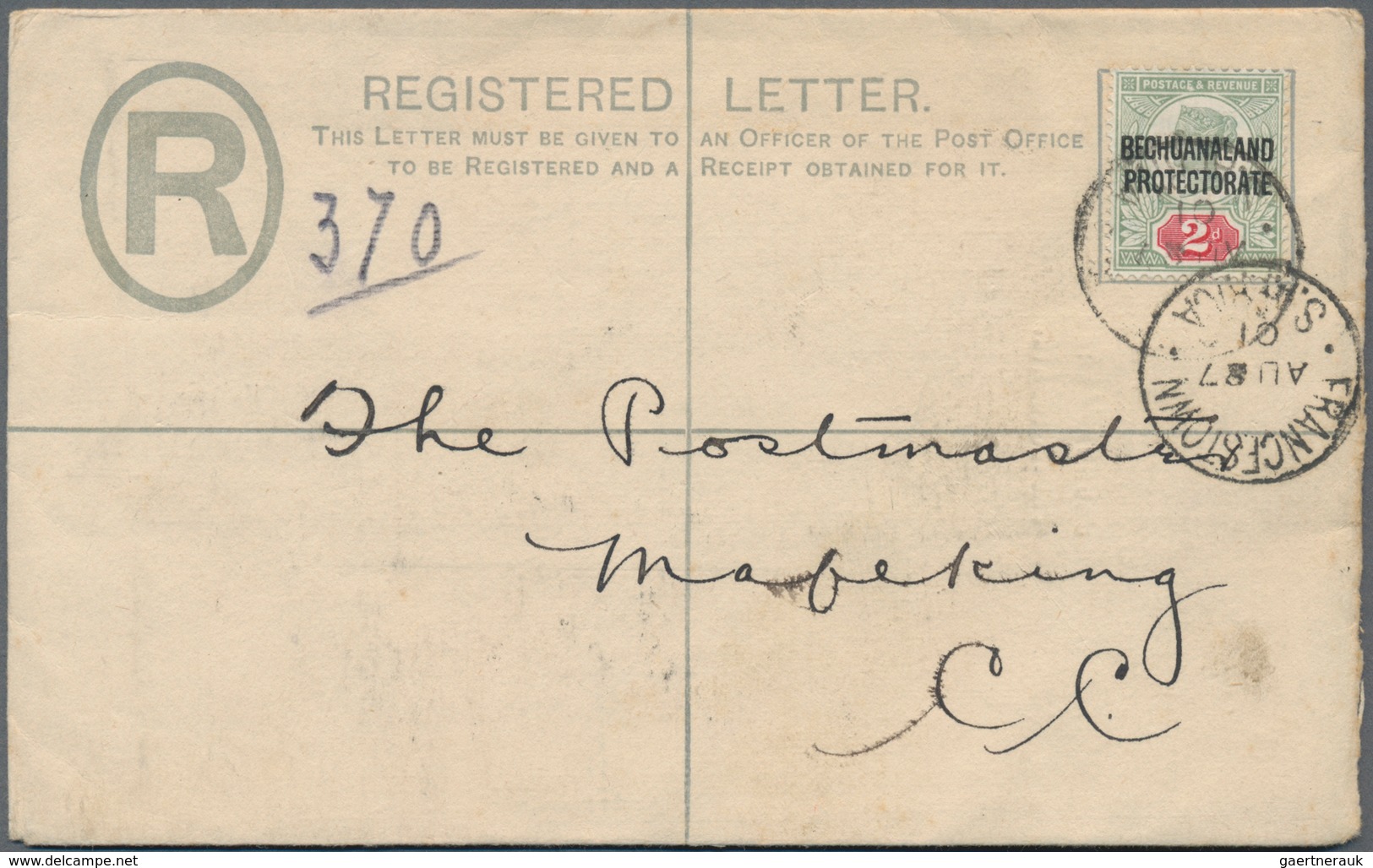 Betschuanaland: 1901 (27.8.), Registered Letter CoGH QV 4d. Blue Uprated With QV 2d. Grey-green/carm - 1885-1964 Bechuanaland Protectorate