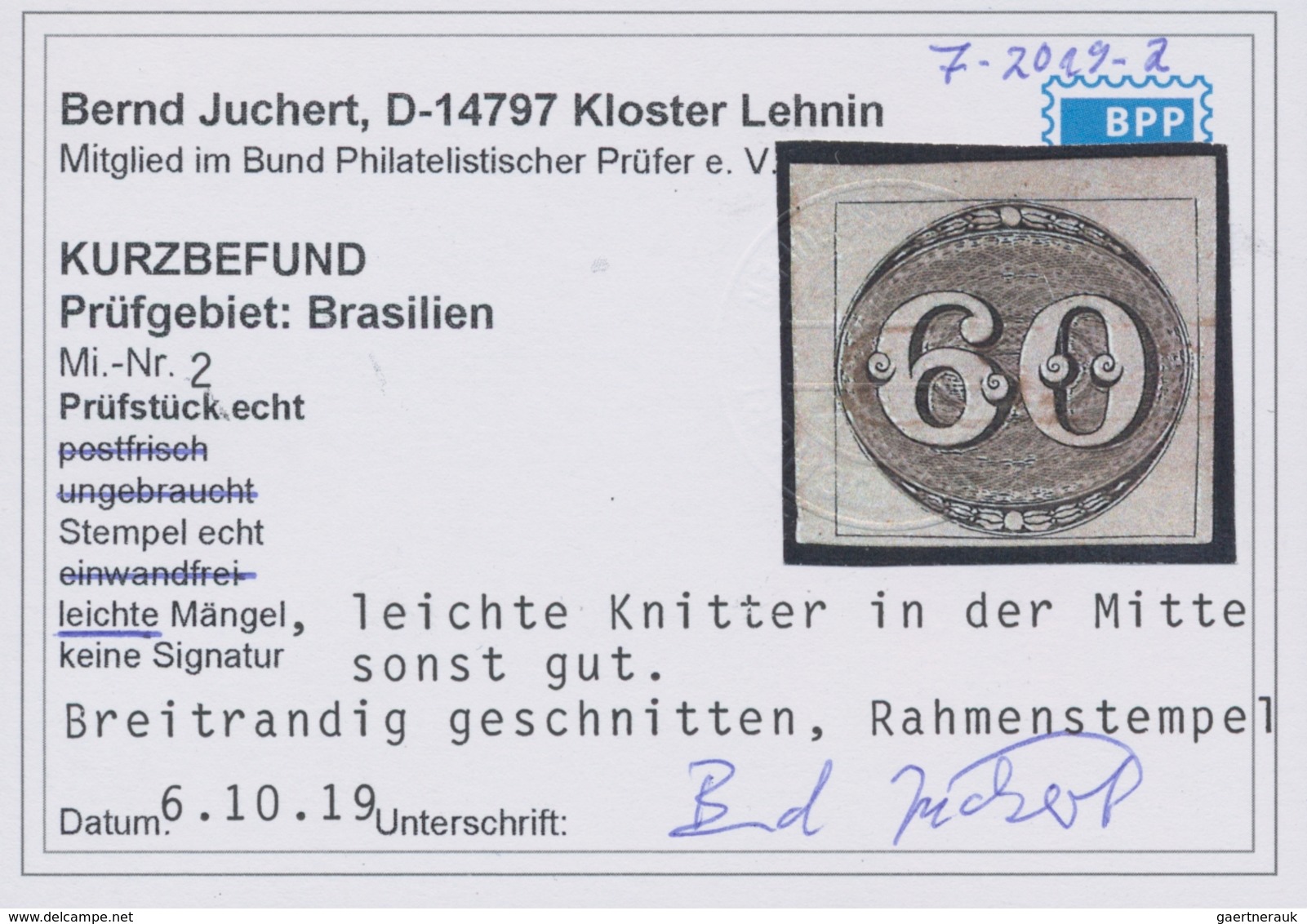 Brasilien: 1843, 60r. Black, Fresh Colour And Full To Wide Margins All Around, Oblit. By Faint Strik - Gebraucht