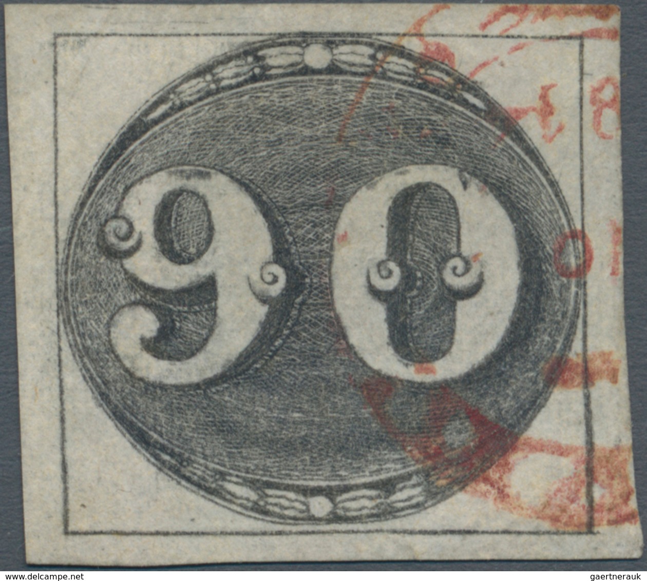 Brasilien: 1843, 90r. Black, Fresh Colour And Wide Margins All Around, Clearly Oblit. By Red C.d.s. - Gebraucht