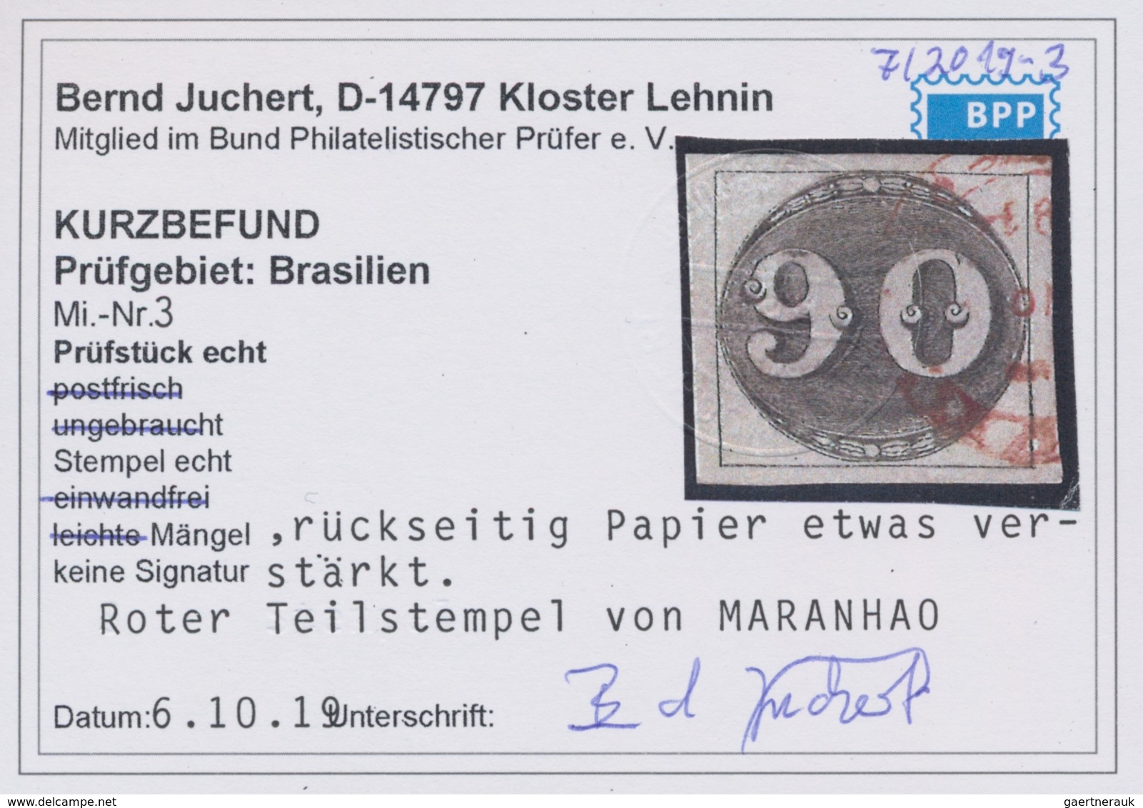 Brasilien: 1843, 90r. Black, Fresh Colour And Wide Margins All Around, Clearly Oblit. By Red C.d.s. - Gebraucht