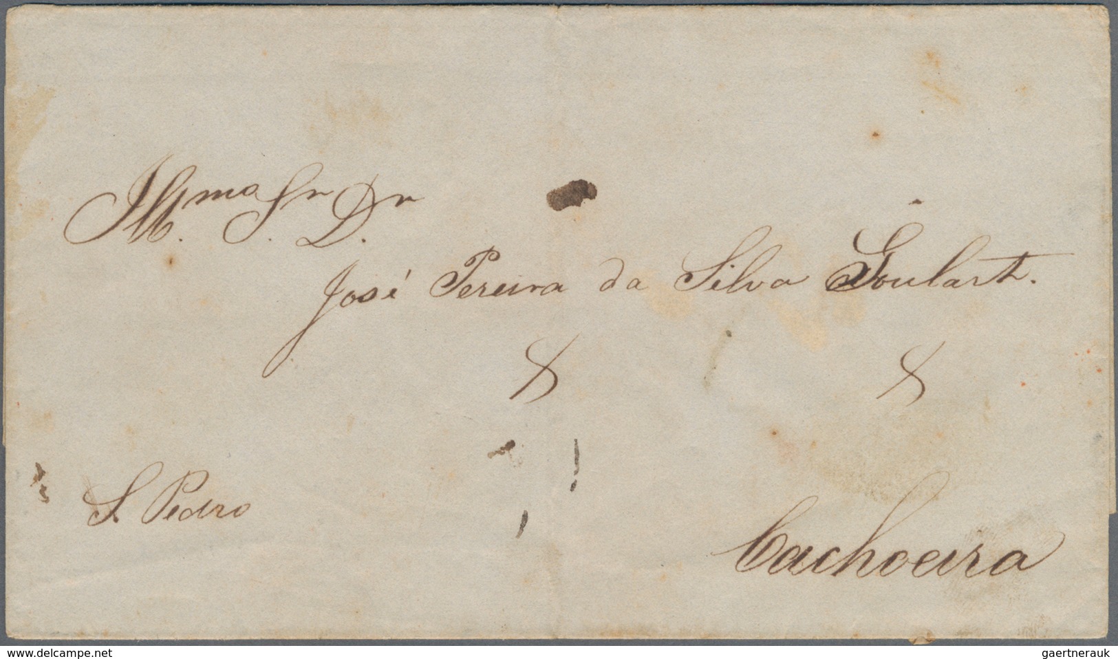 Brasilien: 1844/1846, Inclinados 10r. Horizontal Pair And Single Copy 90r. On Reverse Of Wrapper Add - Gebraucht