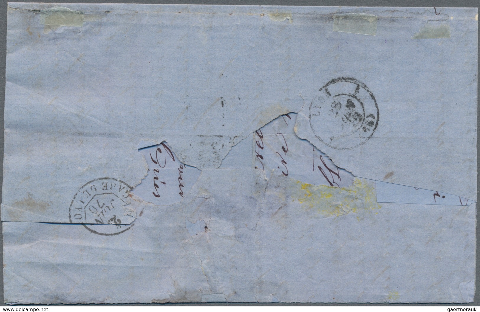 Brasilien: 1849-50 'Verticais' 30r. Black BLOCK OF FOUR Used On Folded Address Sheet To France In 18 - Gebraucht