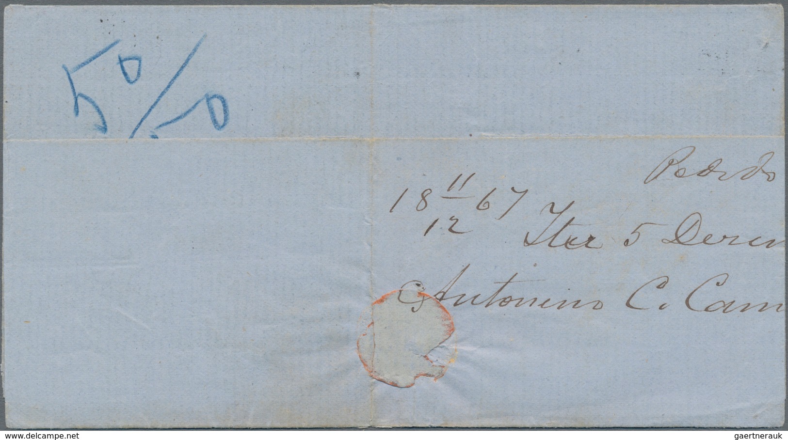 Brasilien: 1866, Pedro II 100 R Green On Folded Letter With Rare Single-line Canc. "Yta-6-12-1867" S - Gebraucht