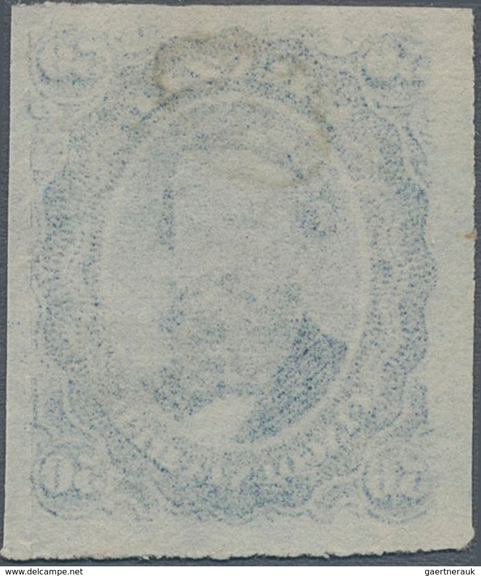 Brasilien: 1876 'Dom Pedro' 50r. Blue On Bluish Paper (PAPEL AZULADO), Pin-perf, Fine Used. - Gebraucht