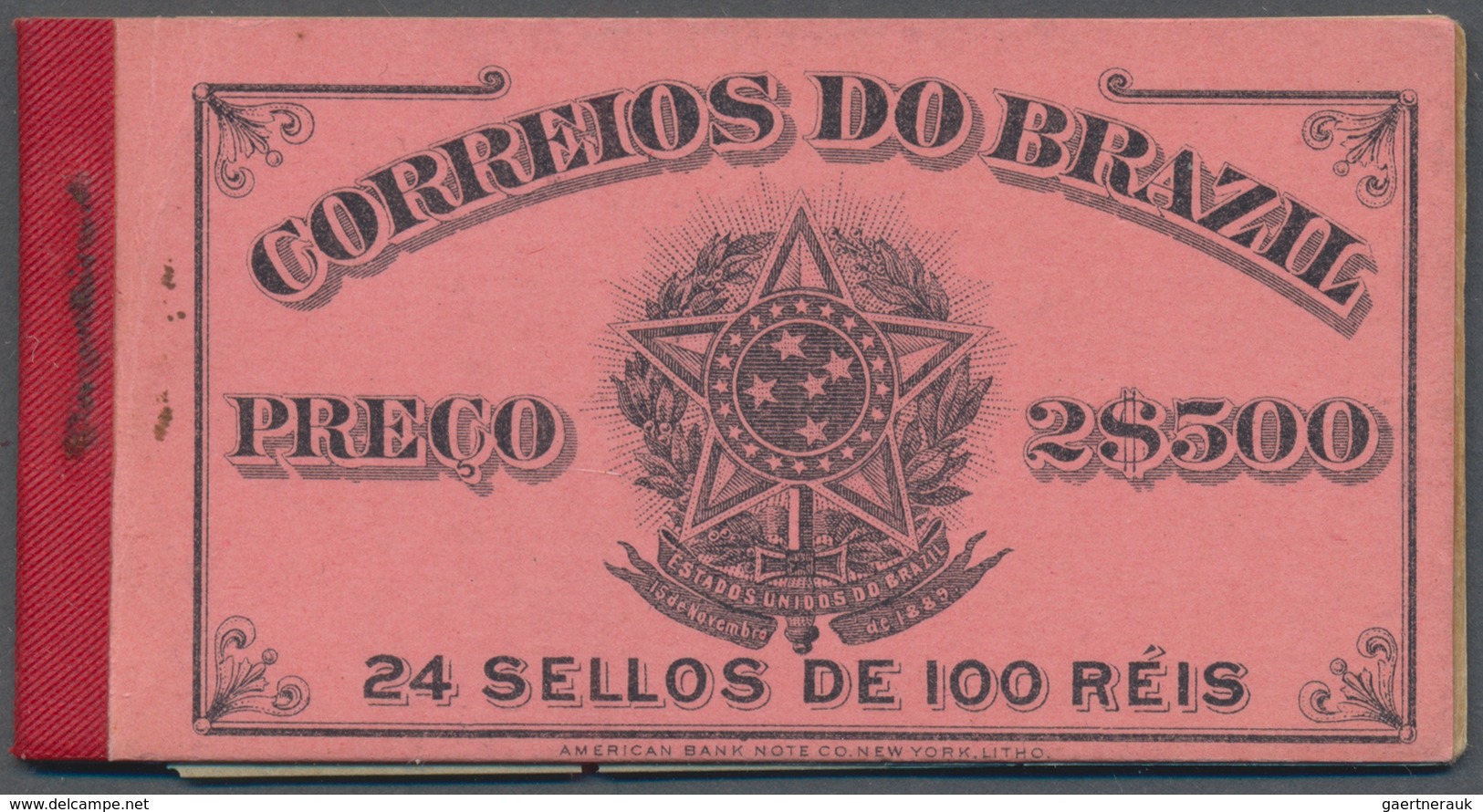 Brasilien: 1906, Definitives 100r. Rose "Eduardo Wandenkolk", Complete Booklet "2$500" Comprising Fo - Used Stamps