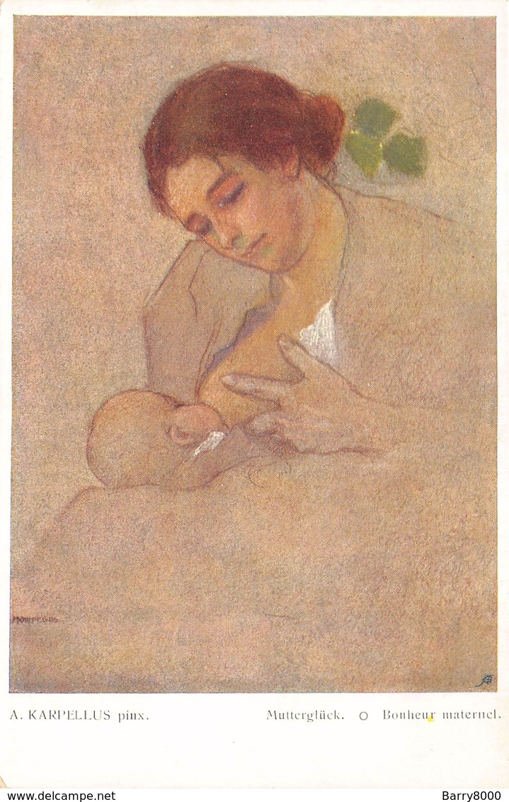 A. Karpellus  Pinx  Mutterglück O Bonheur Maternel  Borstvoeding Baby Salon Viennois Galerie Wiener Kûnstler  Barry 4898 - Pittura & Quadri