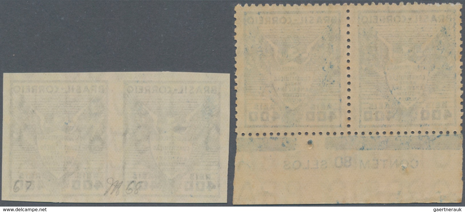 Brasilien: 1937, 150th Anniversary Of US Constitution, Imperforated Pair, Mint Never Hinged, Signed, - Used Stamps