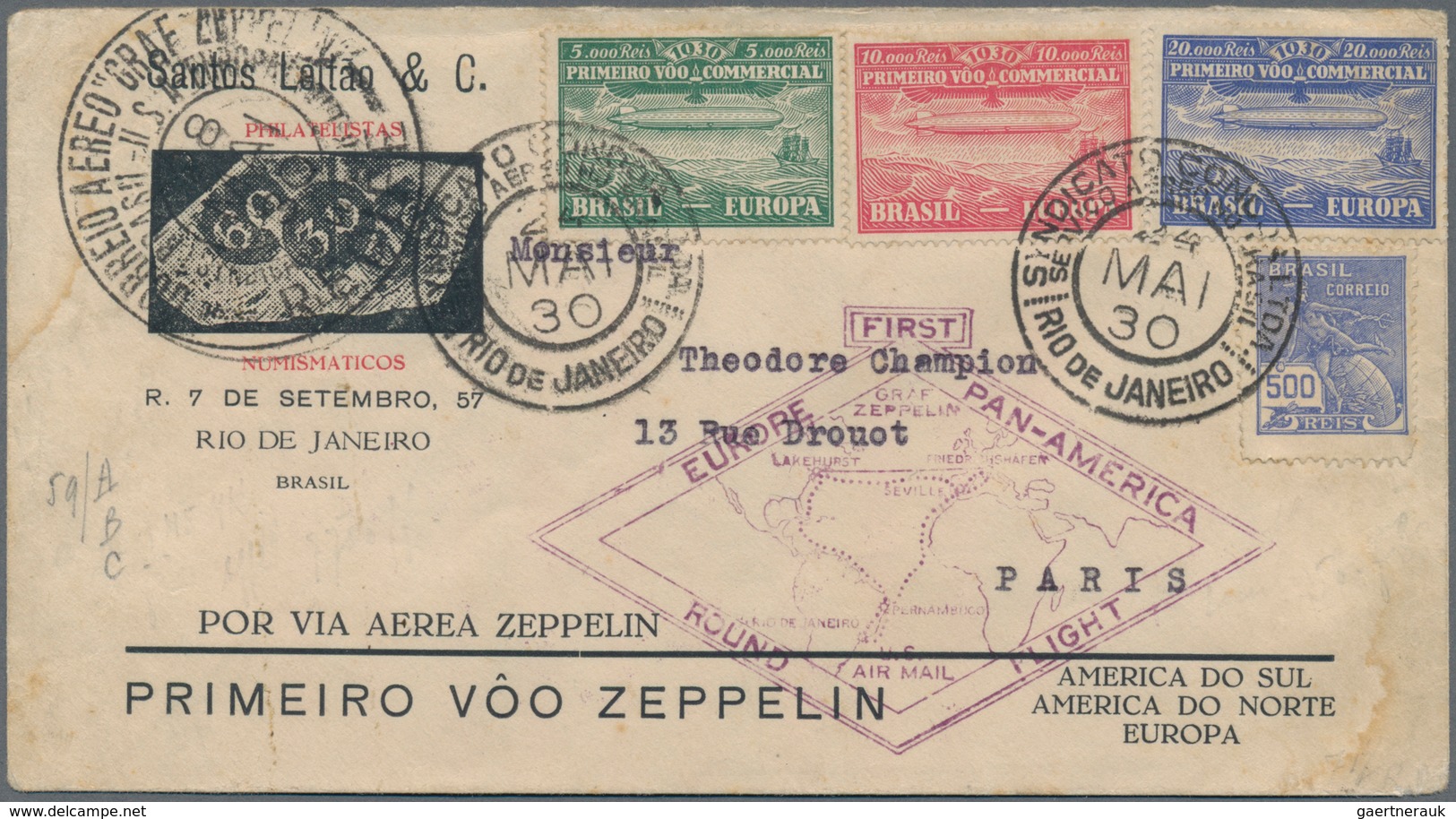 Brasilien - Privatflugmarken Zeppelin: 1930, Zeppelin, South America Flight, Special Envelope Franke - Luftpost (private Gesellschaften)