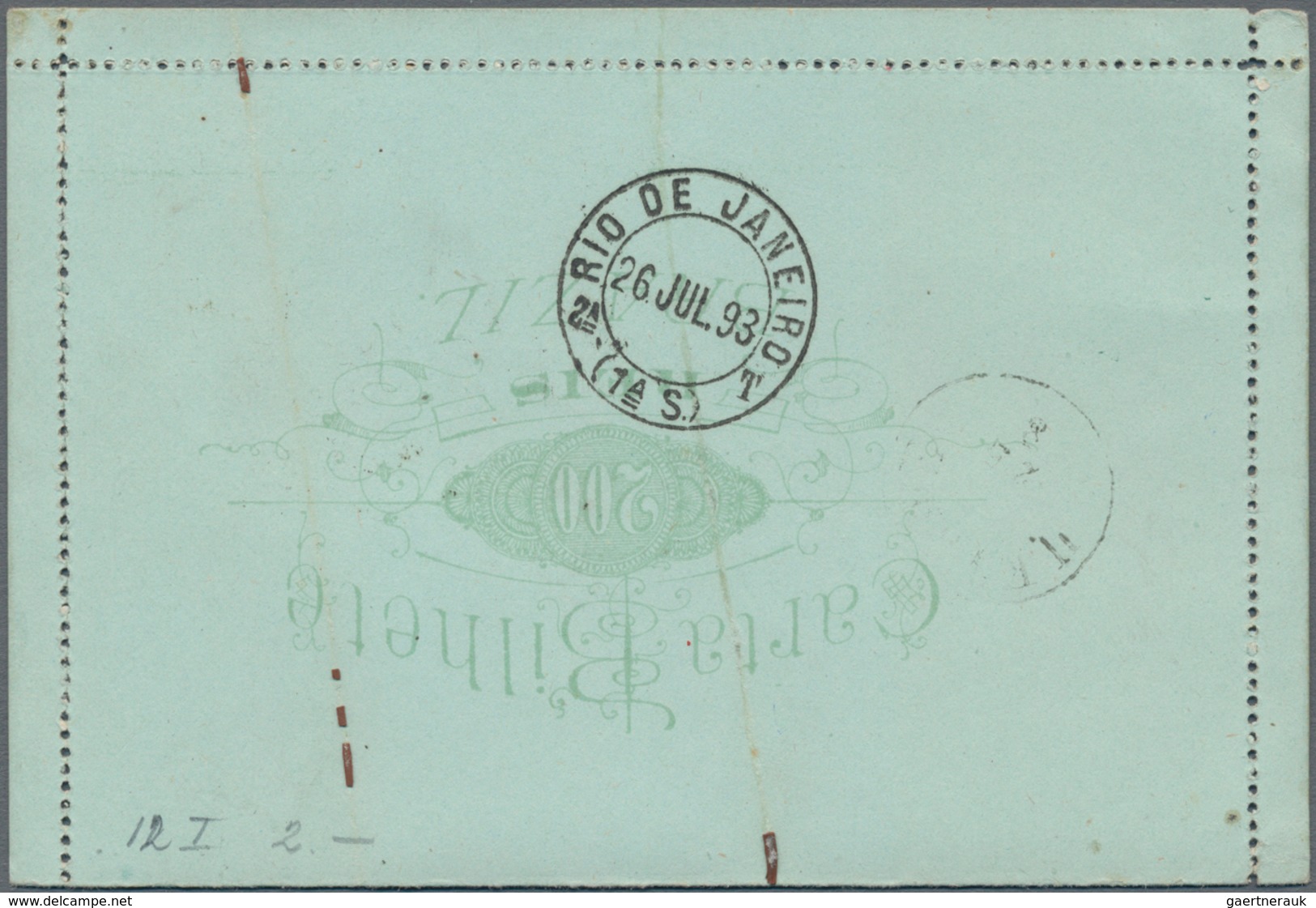 Brasilien - Ganzsachen: 1884, Two Letter Cards 200 R Green On Greenish In Different Types (frame Per - Ganzsachen