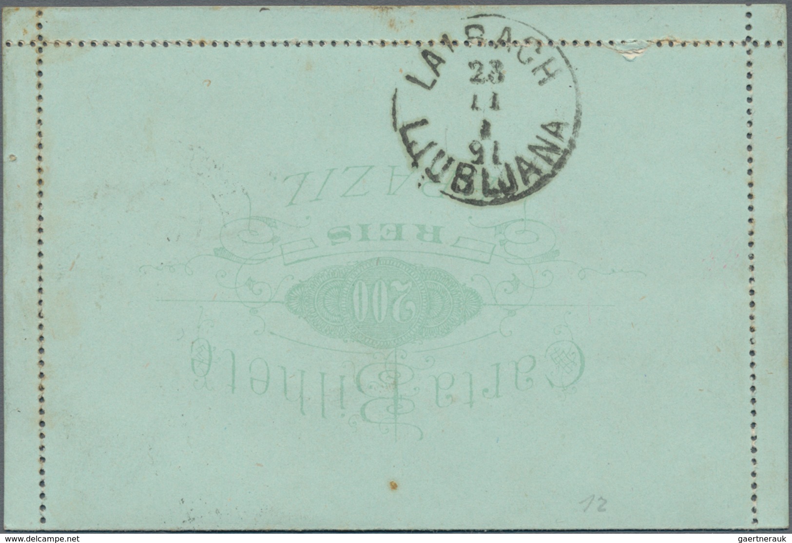 Brasilien - Ganzsachen: 1884, Two Letter Cards 200 R Green On Greenish In Different Types (frame Per - Ganzsachen