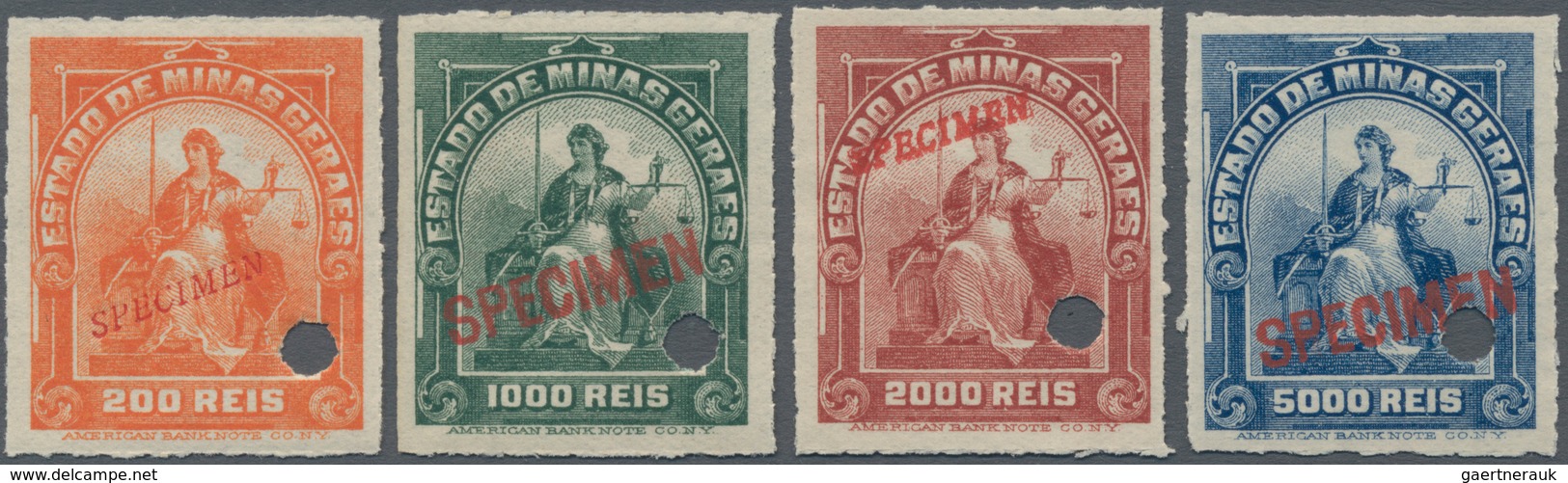 Brasilien - Besonderheiten: 1907, Revenue Stamps 'ESTADO DE MINAS GERAIS' Four Different Stamps (All - Other & Unclassified