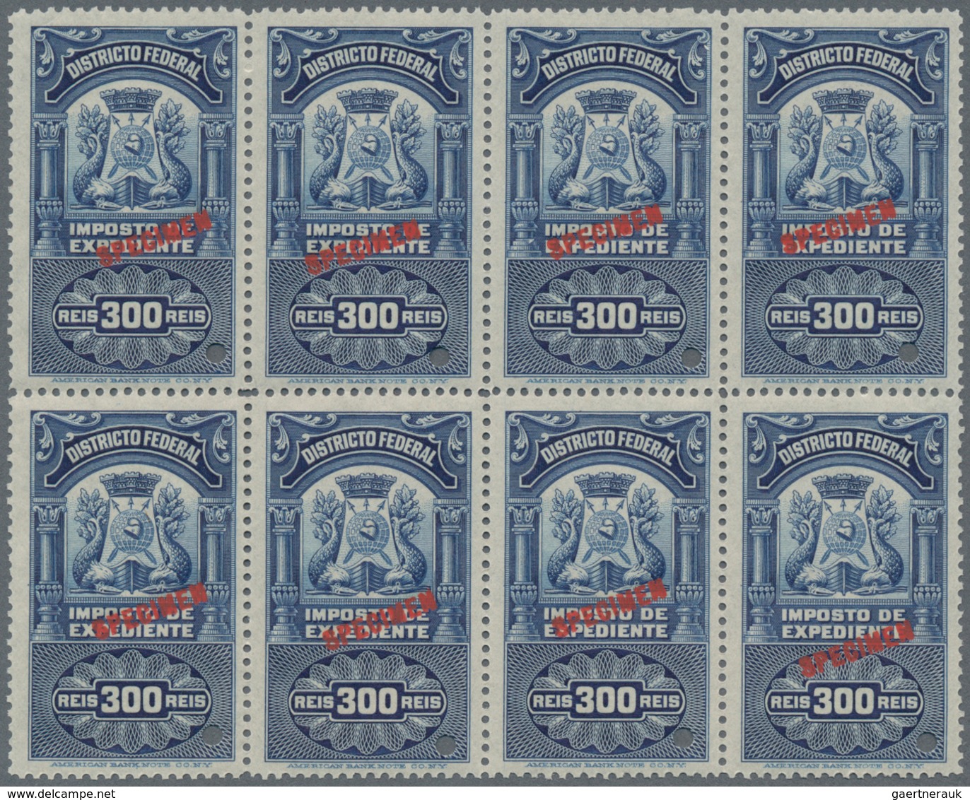 Brasilien - Besonderheiten: 1915, Revenue Stamps 'DISTRICTO FEDERAL' 300reis Dark Blue (coat Of Arms - Other & Unclassified