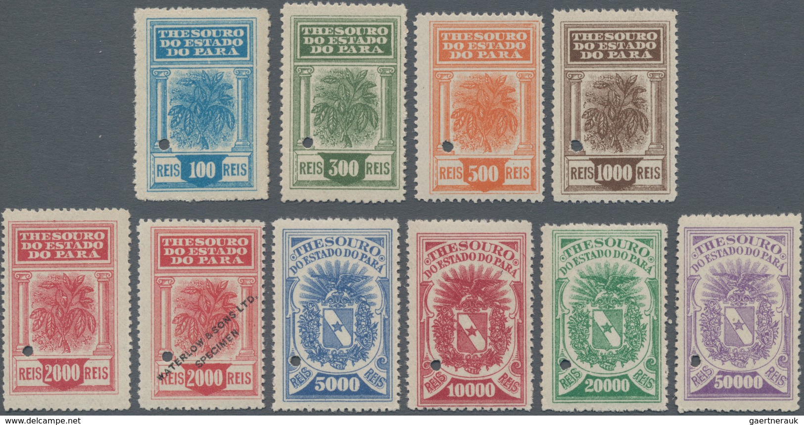 Brasilien - Besonderheiten: 1920 (ca.), Revenue Stamps 'THESOURO DO ESTADO DO PARA' Nine Different S - Other & Unclassified