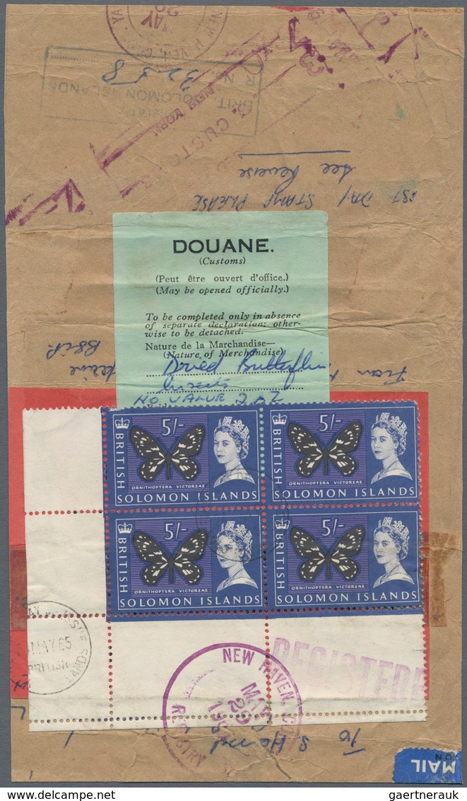 Britische Salomoninseln: 1965 (24.5.), Large Piece Of A Registered Airmail Small Packet (or Parcel) - Salomonen (...-1978)