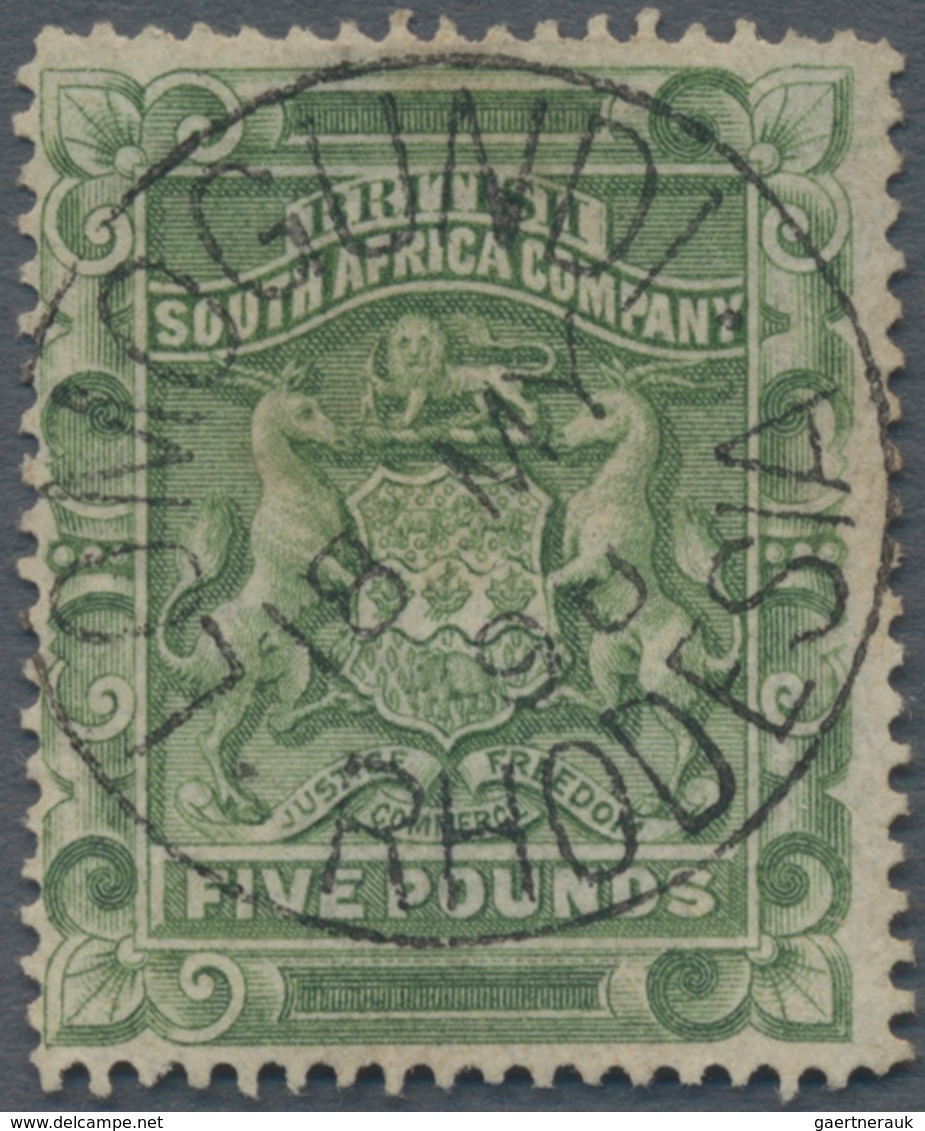 Britische Südafrika-Gesellschaft: 1892, 5 Pounds Olive Green Canc. Central "LOMOGUNDI 18 MY 98". A P - Unclassified