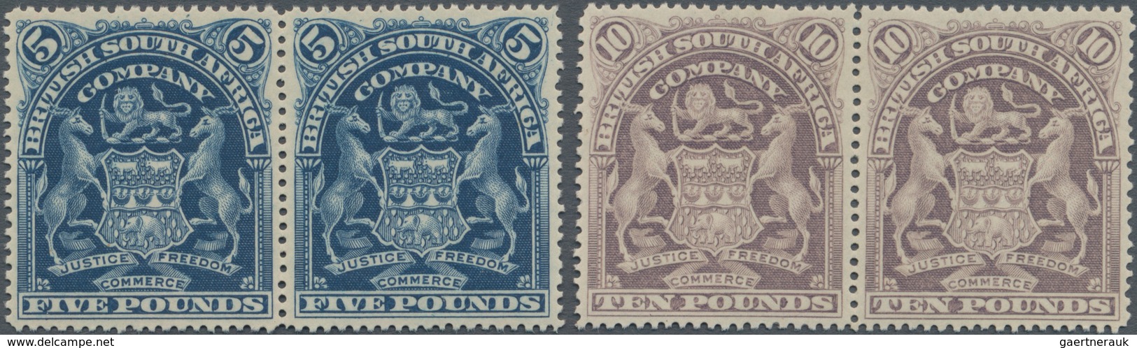Britische Südafrika-Gesellschaft: 1901, £5 Deep Blue And £10 Lilac, Each In Horizontal Pair, Unused - Unclassified