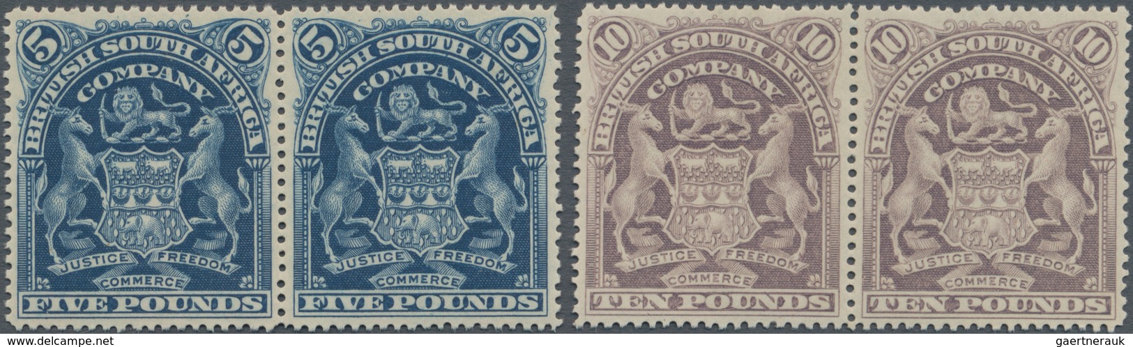 Britische Südafrika-Gesellschaft: 1901, £5 Deep Blue And £10 Lilac, Each In Horizontal Pair, Unused - Zonder Classificatie