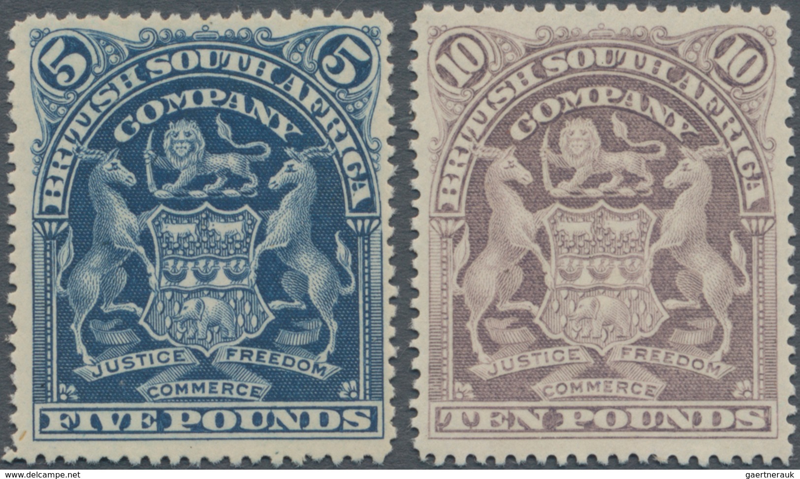 Britische Südafrika-Gesellschaft: 1901, £5 Deep Blue And £10 Lilac, Unused No Gum. - Ohne Zuordnung