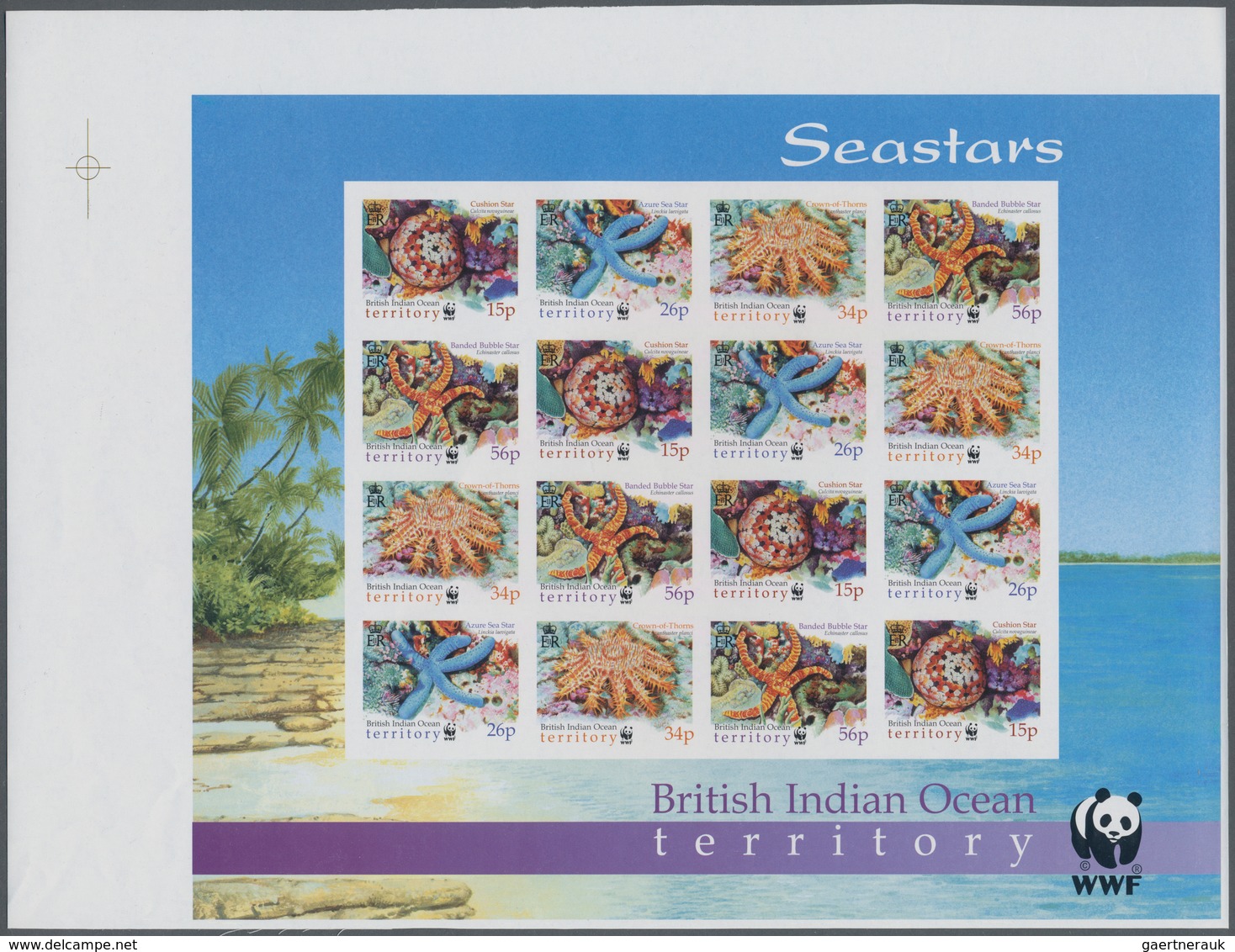 Britisches Territorium Im Indischen Ozean: 2001, WWF Seastars (Cushion Star, Azure Sea Star, Crown-o - Sonstige & Ohne Zuordnung