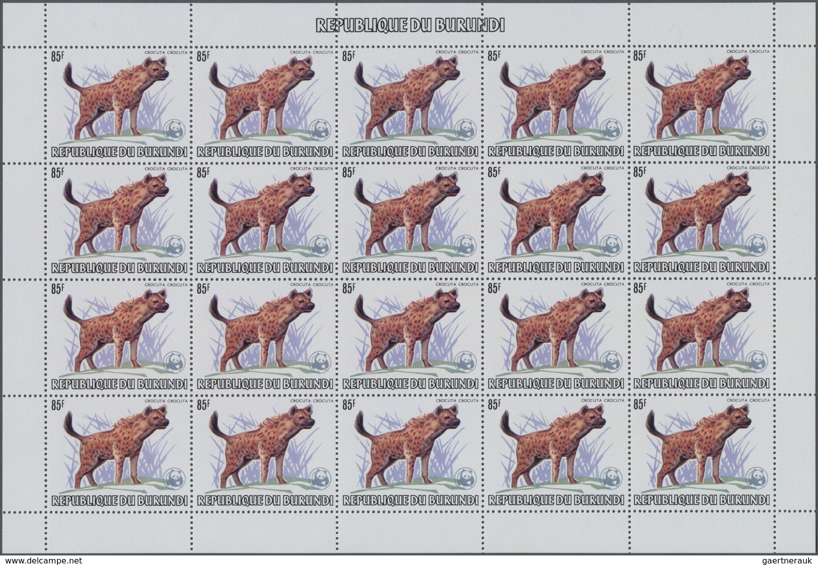 Burundi: 1982. AFRICAN WILDLIFE. Complete Set Of 13 From 2fr. To 85fr. In Complete Sheets Of 20 Stam - Gebraucht