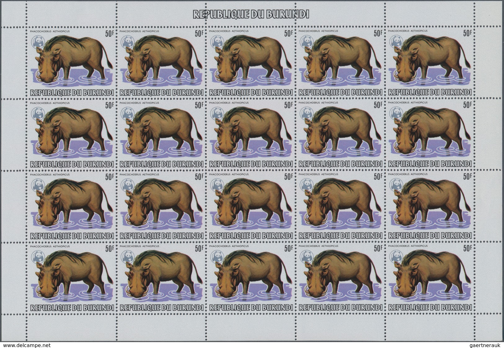 Burundi: 1982. AFRICAN WILDLIFE. Complete Set Of 13 From 2fr. To 85fr. In Complete Sheets Of 20 Stam - Used Stamps