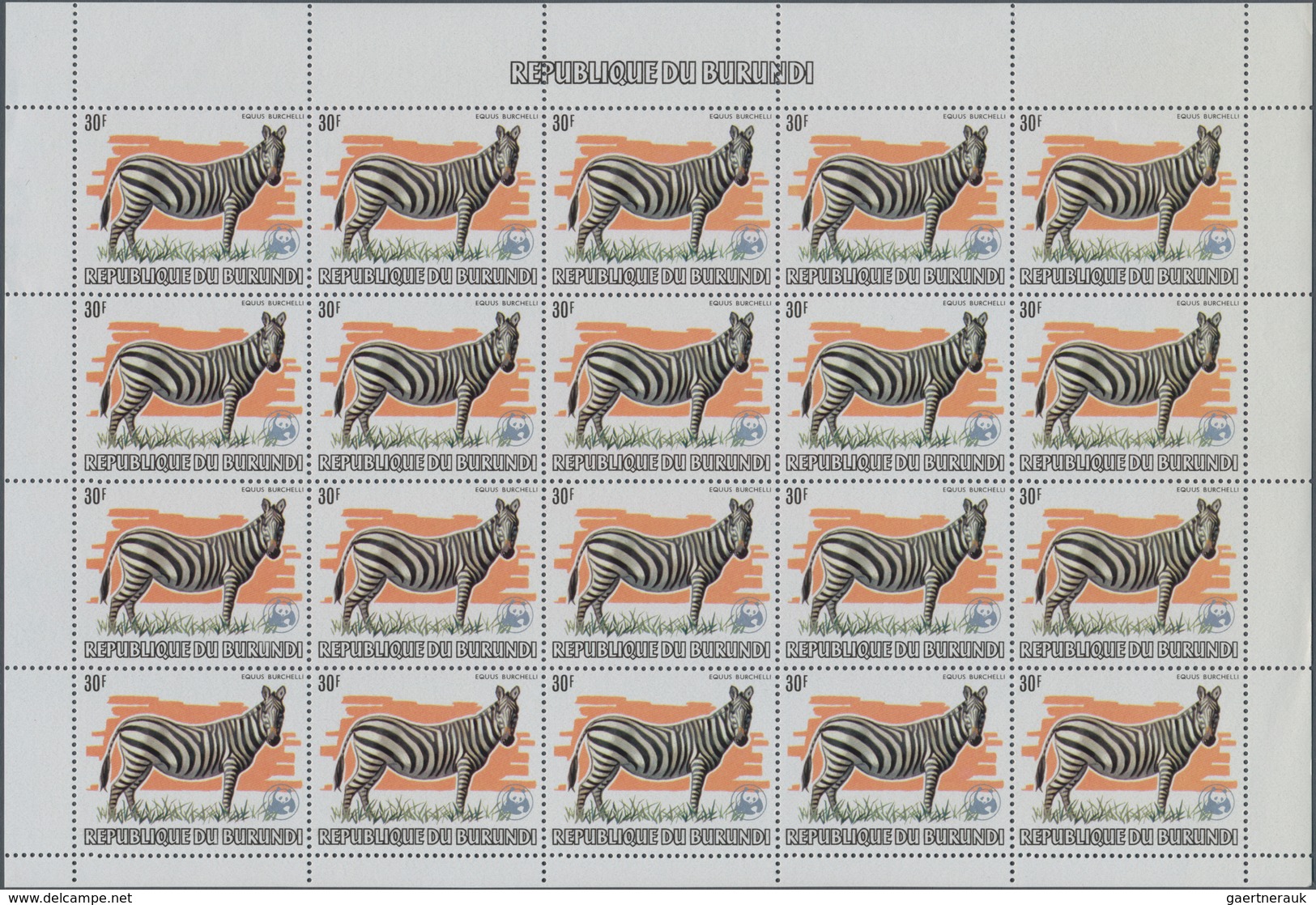 Burundi: 1982. AFRICAN WILDLIFE. Complete Set Of 13 From 2fr. To 85fr. In Complete Sheets Of 20 Stam - Gebraucht