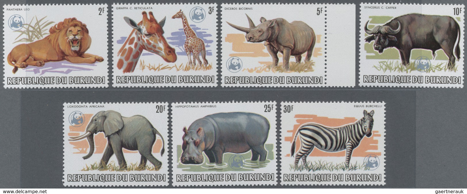 Burundi: 1983, African Wildlife Complete Set Of 13 From 2fr. To 85fr. (Lion, Giraffe, Rhinoceros, El - Gebraucht