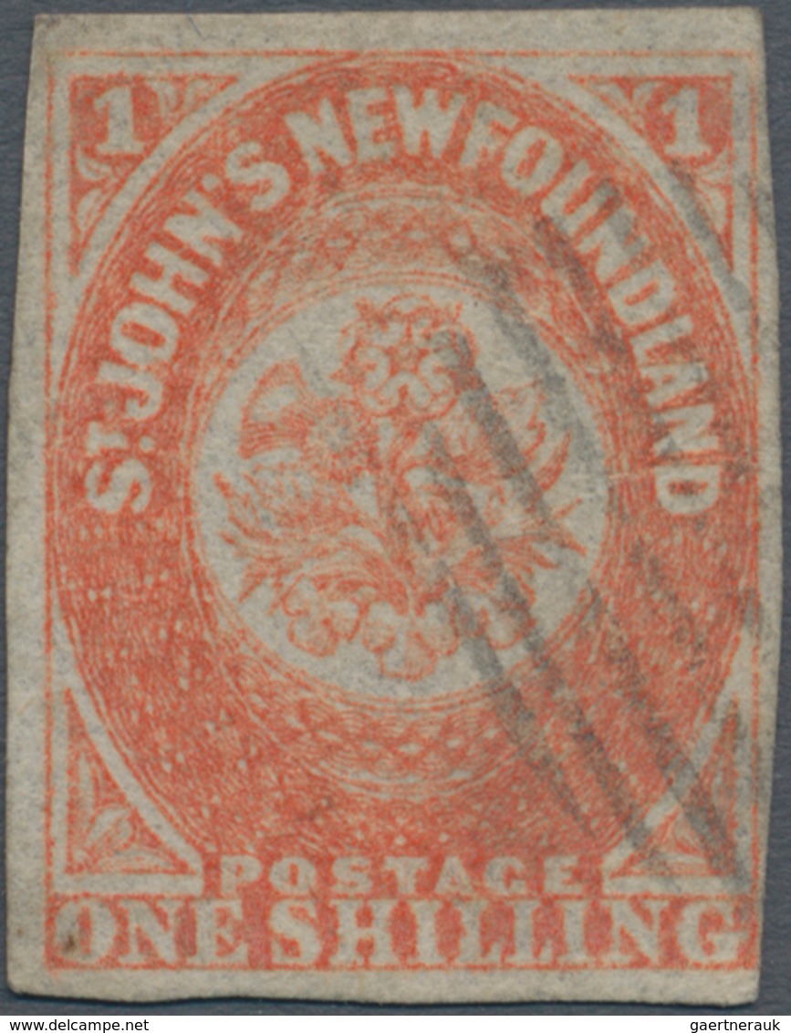 Neufundland: 1860 1s. Orange-vermilion On Thin Paper, Imperf, Used, With Complete Margins All Round, - 1857-1861