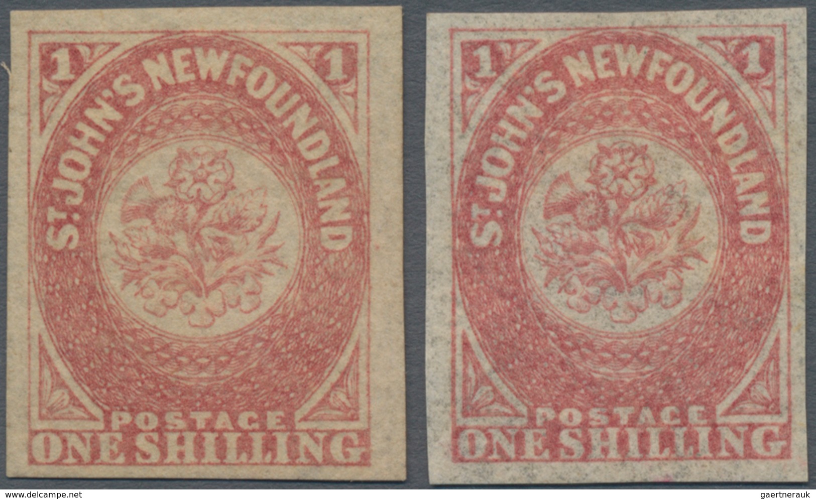 Neufundland: 1861-62, ONE SHILLING, Deep Rose-lake Unused (SG 20), Signed, And ONE SHILLING Rose Wit - 1857-1861