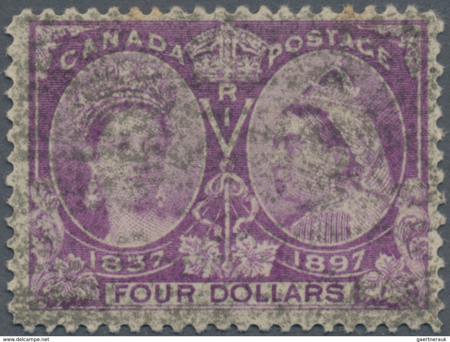 Canada / Kanada: 1897, Jubilee Issue $4 Violet With Typical Killer Cancel (minor Horiz. Crease At To - Ungebraucht