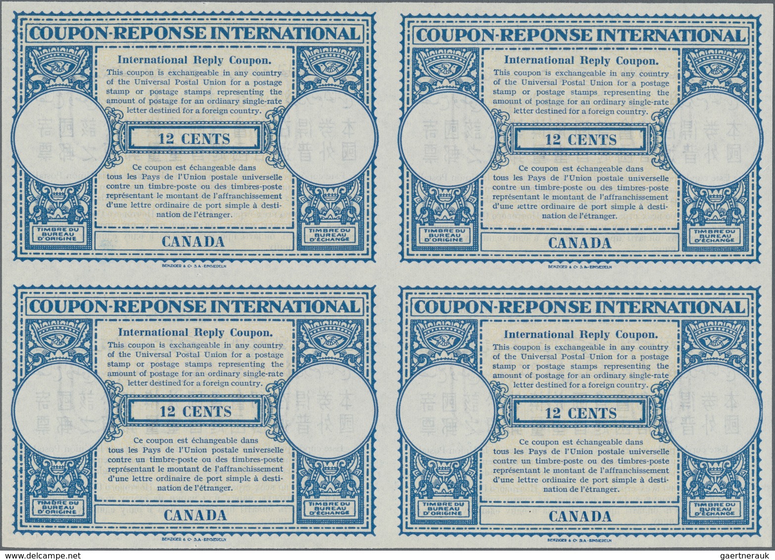 Canada / Kanada: 1948, November. International Reply Coupon 12 Cents (London Type) In An Unused Bloc - Unused Stamps