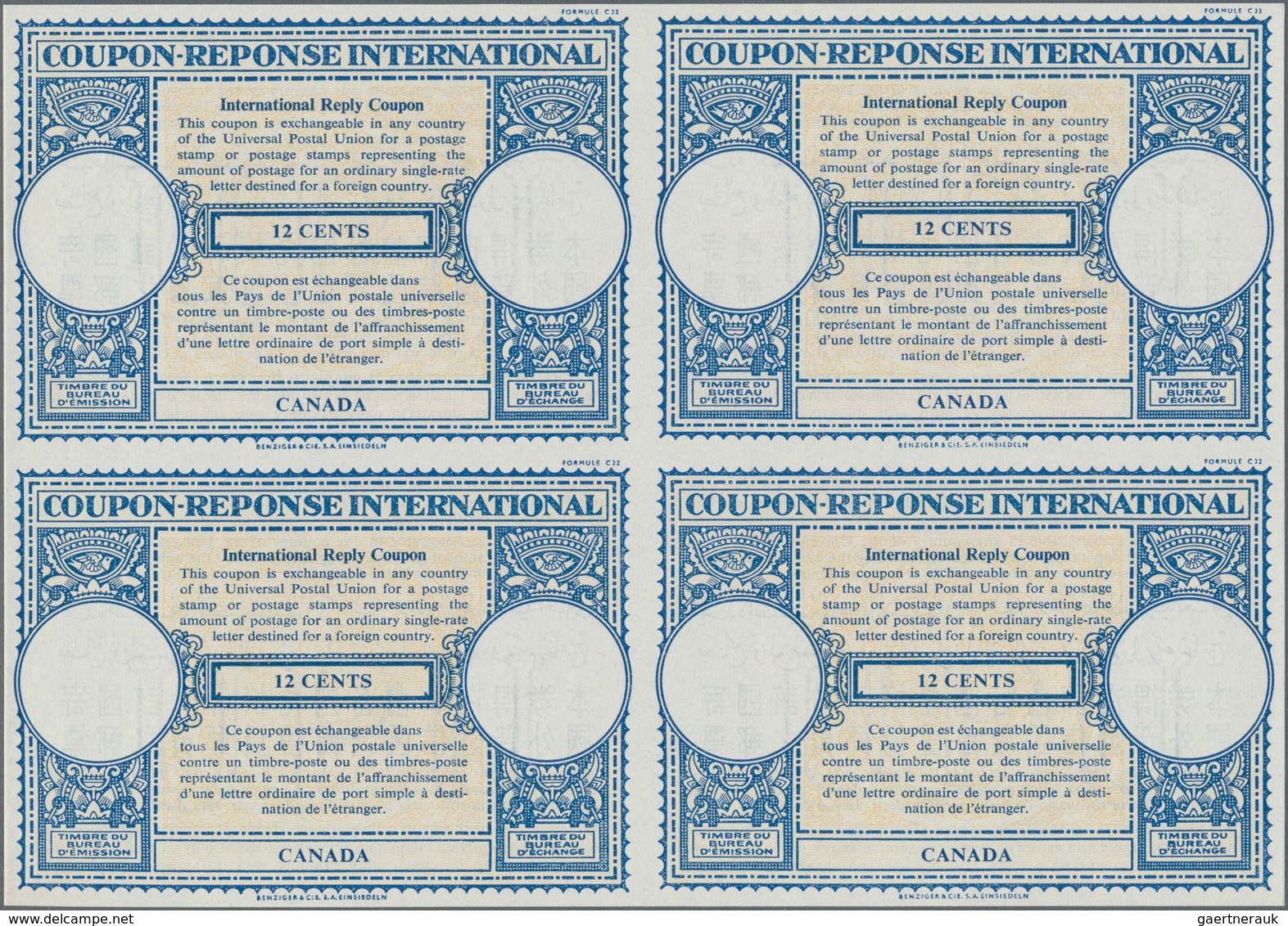 Canada / Kanada: 1954, April. International Reply Coupon 12 Cents (London Type) In An Unused Block O - Ungebraucht