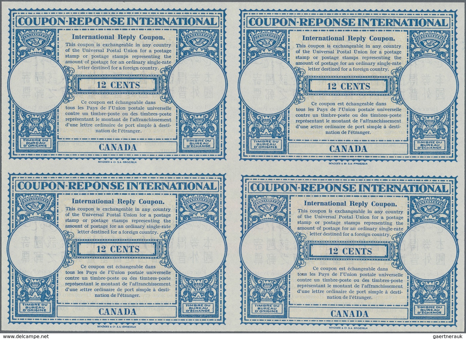 Canada - Ganzsachen: 1948. International Reply Coupon 12 Cents (London Type) In An Unused Block Of 4 - 1953-.... Reign Of Elizabeth II