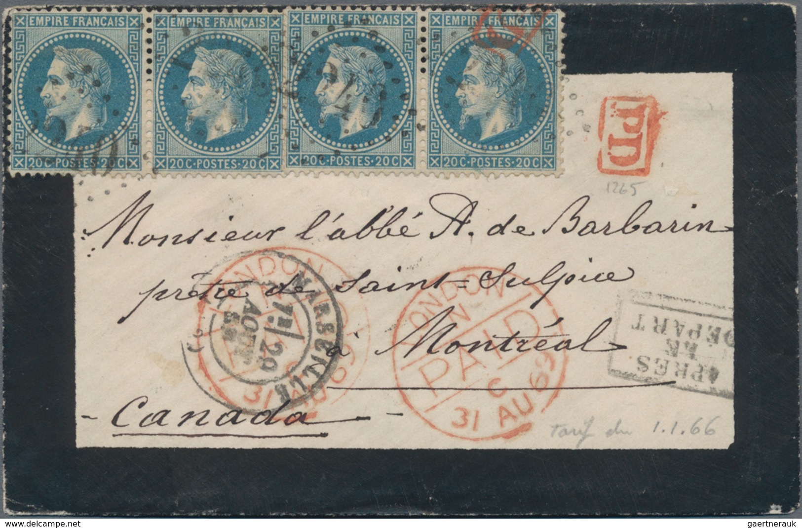 Canada - Besonderheiten: 1869 Mourning Cover Sent From Marseilles To MONTREAL, CANADA Via Paris And - Other & Unclassified
