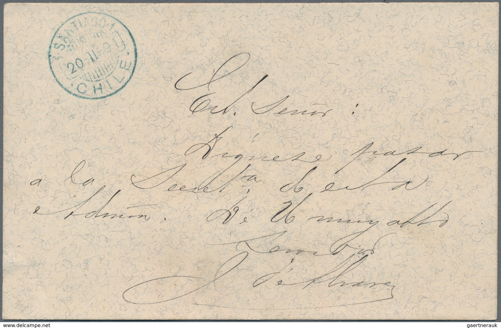 Chile - Ganzsachen: 1889, Rare Official Card "Tarjeta De Servicio" Locally Used In "SANTIAGO 20.11.9 - Chile
