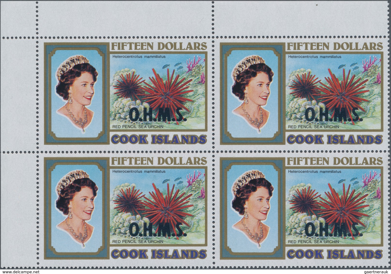 Cook-Inseln: 1990 (approx.), Michel Number 1408 With Overprint O.H.M.S. In Left Upper Corner Block O - Cook Islands