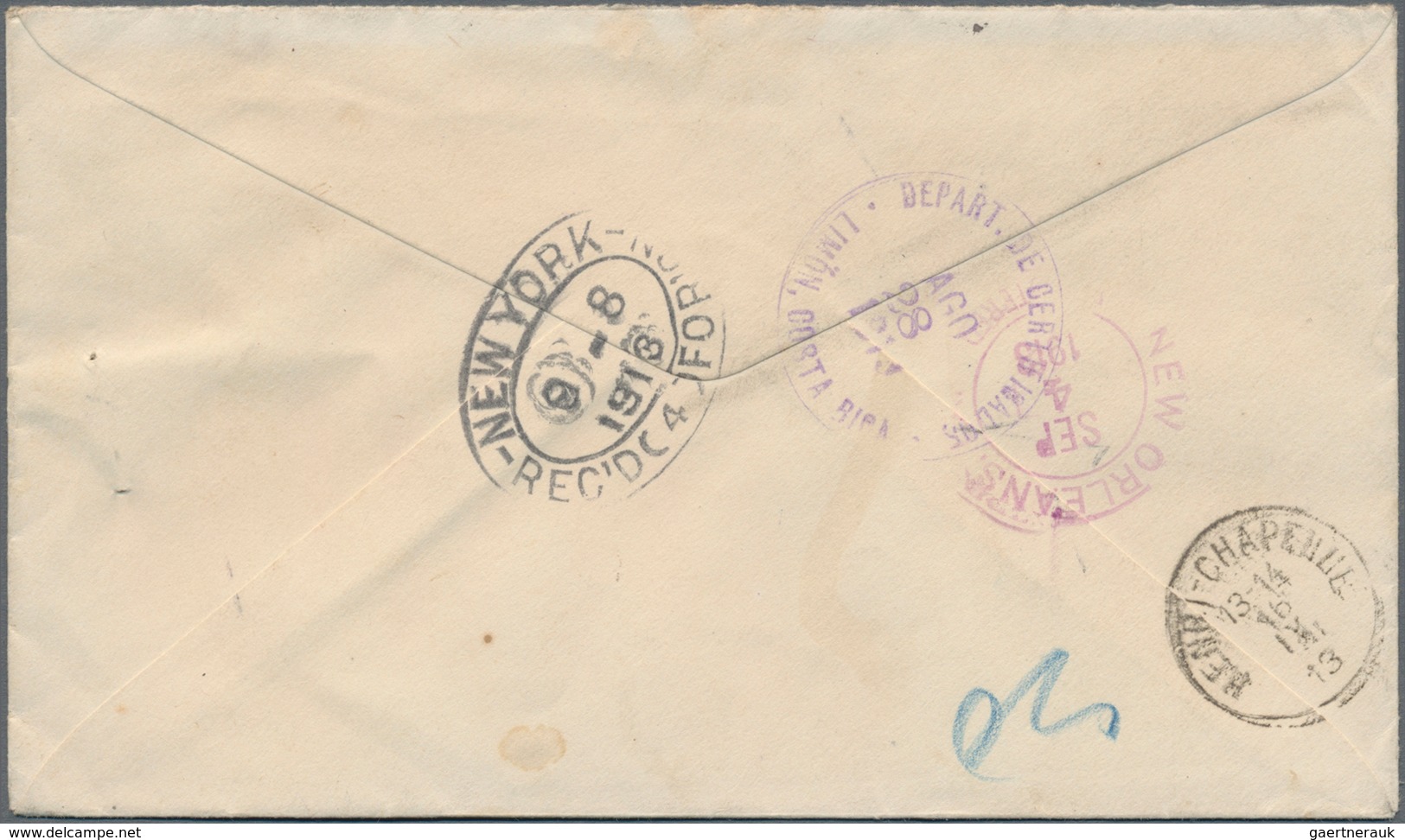 Costa Rica: 1911, Stationery Envelope 20 C Deep Olive (embossed American Bank Note) Sent Registered - Costa Rica