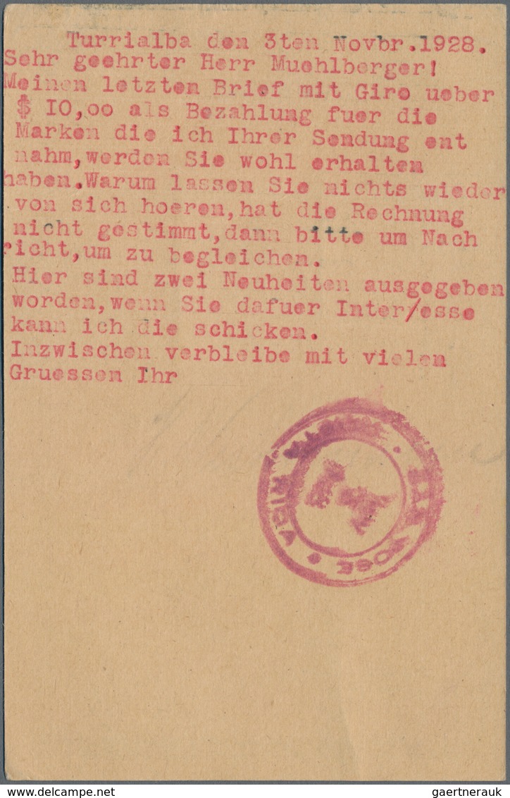 Costa Rica: 1925, Two Stationery Cards: 2 C Green Uprated 1 C + 2x 3 C With Cancel "TURRIALBA 4 NOV - Costa Rica