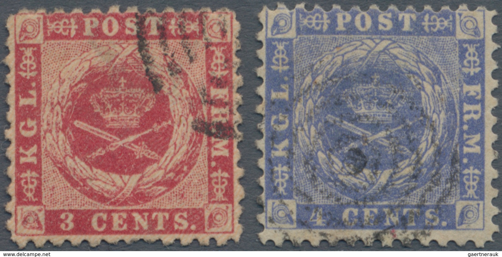 Dänisch-Westindien: 1872/1873, 3c. Rose And 4c. Ultramarine, Both Fresh Colours And Normally Perfora - Dänische Antillen (Westindien)